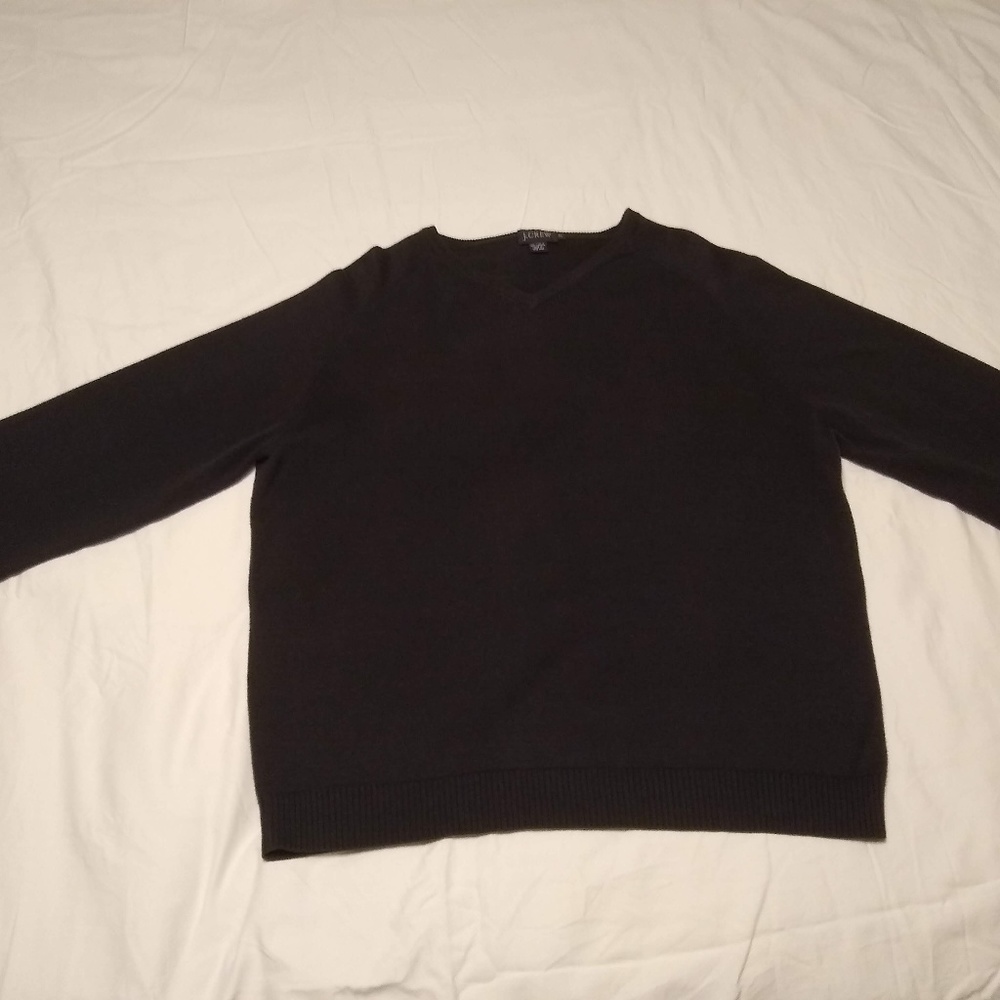 J. Crew Men's Tall Black Cotton V-Neck Sweater